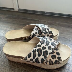 Leopard Print espadrille platform sandals